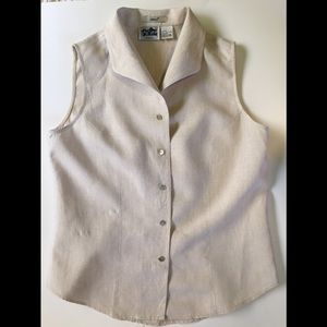 Irish Linen sleeveless blouse, natural, Med $18.